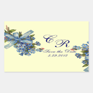 FORGET ME NOTS MONOGRAM ,WEDDING PARTY blue cream Sticker