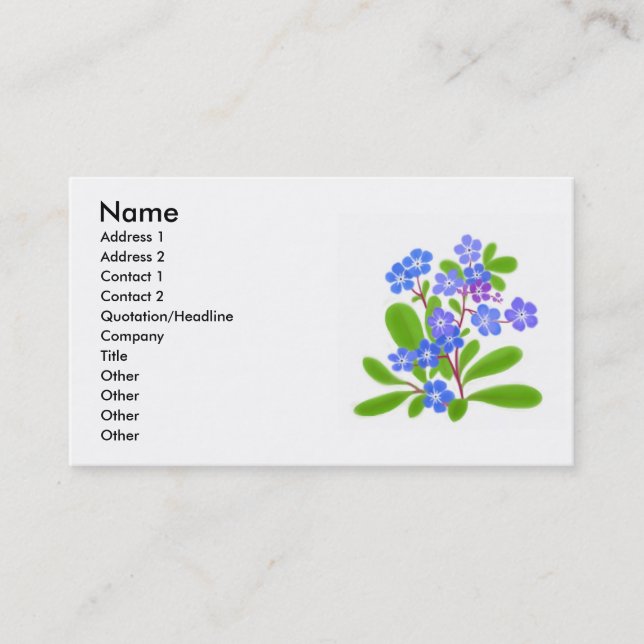 Forget Me Nots Profile Card (Front)