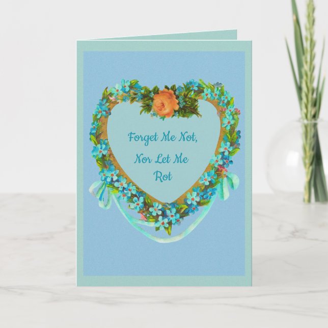 Forget Me Nots Vintage Heart Personalized Card (Front)