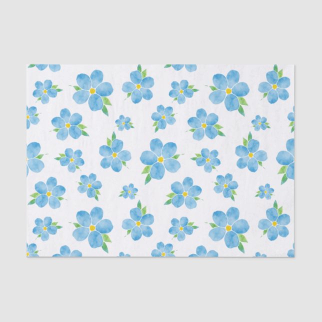 Forget Me Nots Watercolor Flower Pattern Tissue Paper (Front)