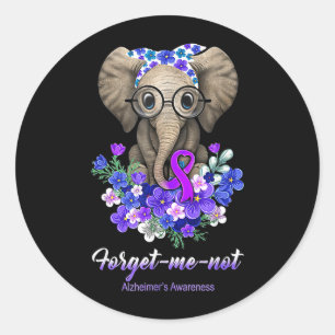 Forget--Not Elephant Alzheimers Brain Awareness Classic Round Sticker