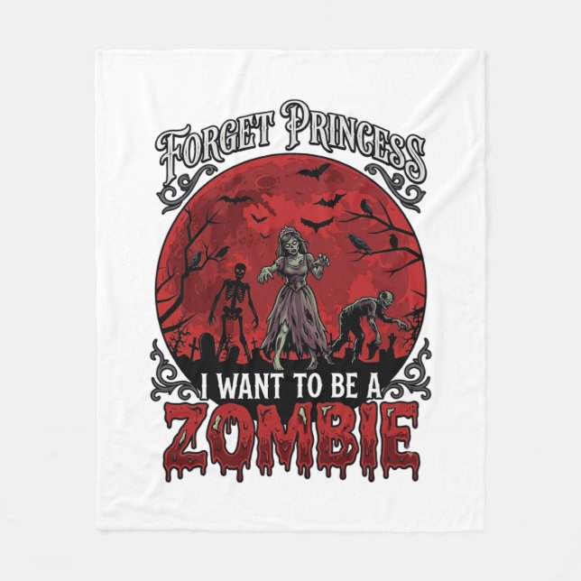 Forget Princess Zombie Blood Moon Graveyard Bats S Fleece Blanket (Front)