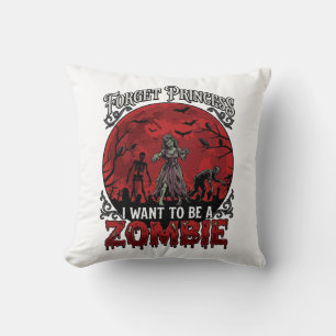 Forget Princess Zombie Blood Moon Graveyard Bats S Throw Pillow