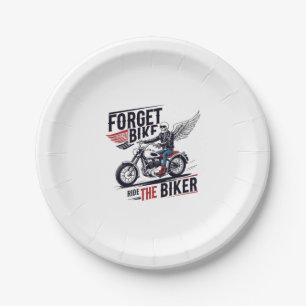 FORGET THE BIKE RIDE THE BIKER PAPER PLATE