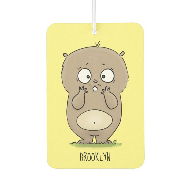 Forgetful adorable chubby hamster cartoon air freshener (Front)