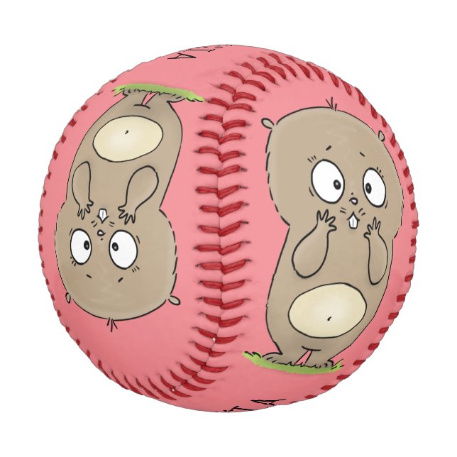 Forgetful adorable chubby hamster cartoon baseball (Angled)
