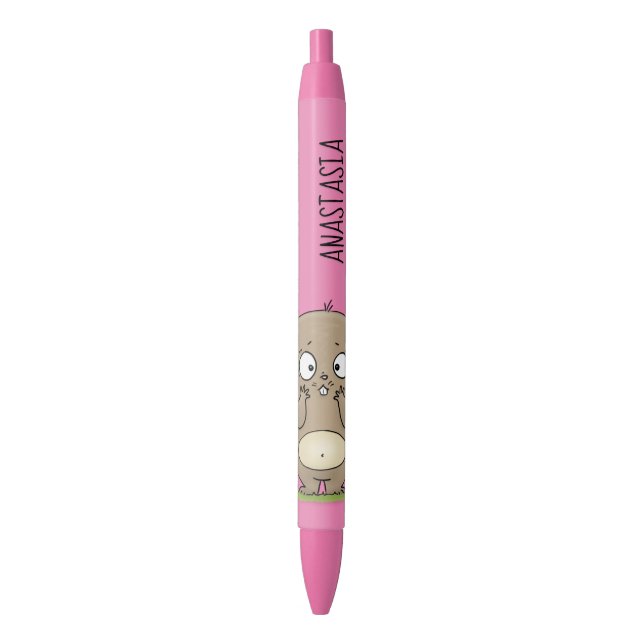 Forgetful adorable chubby hamster cartoon black ink pen (Front Vertical)