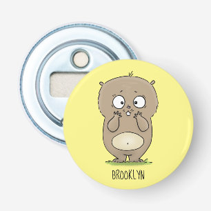 Forgetful adorable chubby hamster cartoon bottle opener