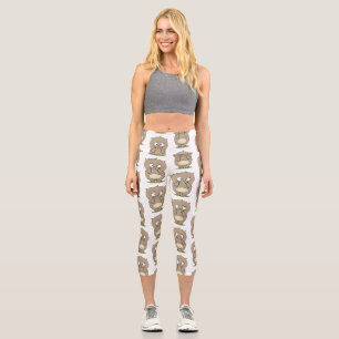 Forgetful adorable chubby hamster cartoon capri leggings