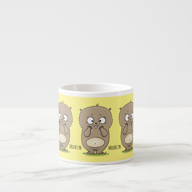 Forgetful adorable chubby hamster cartoon espresso cup (Front)