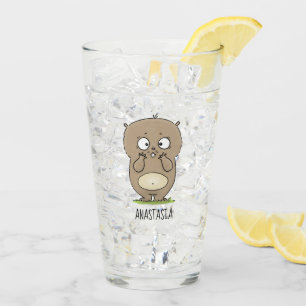 Forgetful adorable chubby hamster cartoon glass