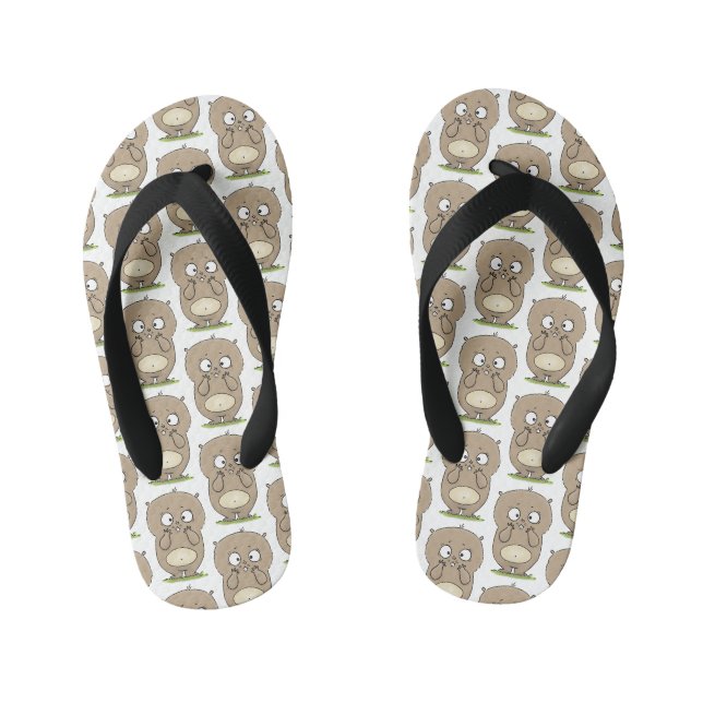 Forgetful adorable chubby hamster cartoon kid's flip flops (Footbed)