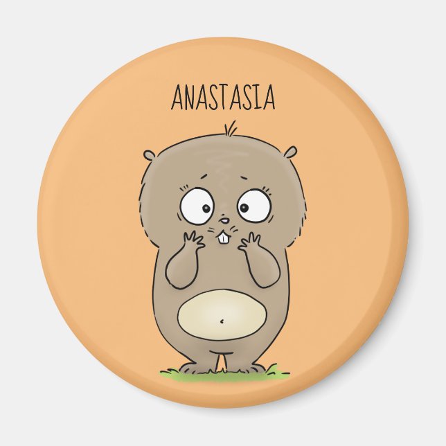 Forgetful adorable chubby hamster cartoon magnet (Front)