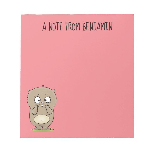 Forgetful adorable chubby hamster cartoon notepad (Front)