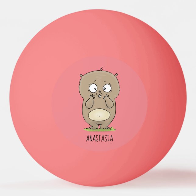 Forgetful adorable chubby hamster cartoon ping pong ball (Front)