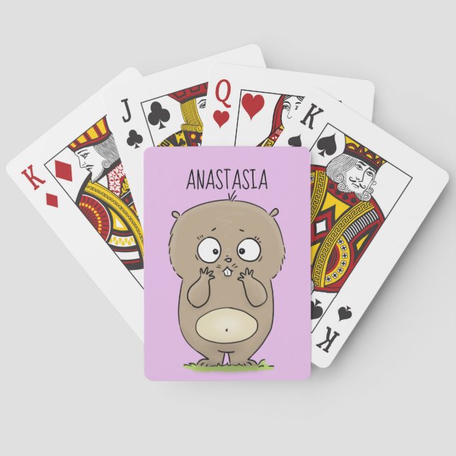 Forgetful adorable chubby hamster cartoon playing cards (Back)