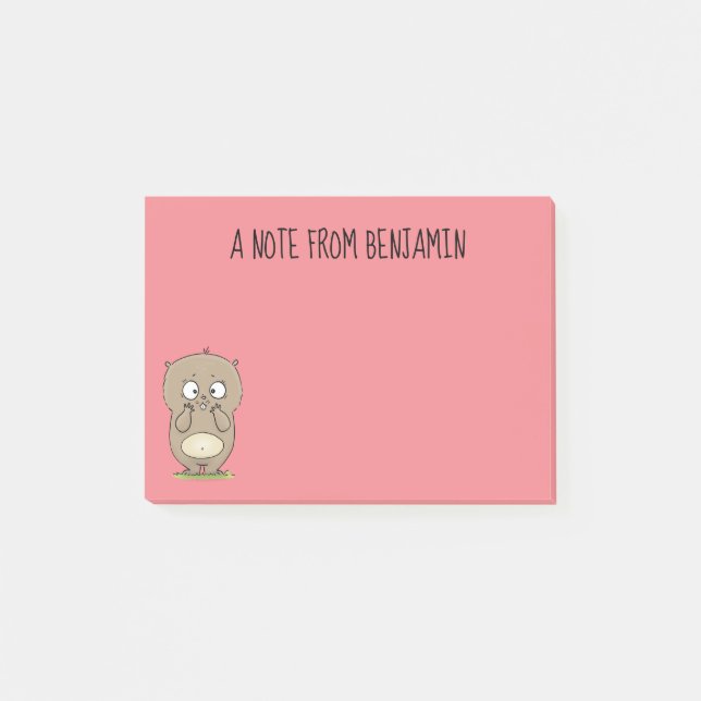 Forgetful adorable chubby hamster cartoon post-it notes (Front)