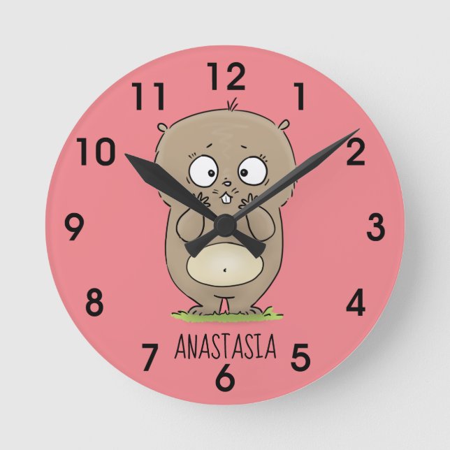 Forgetful adorable chubby hamster cartoon round clock (Front)