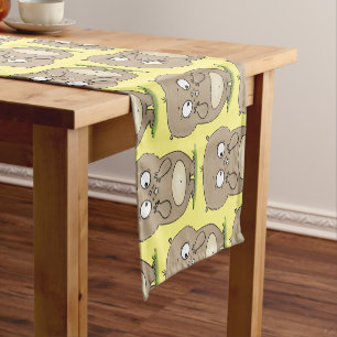 Forgetful adorable chubby hamster cartoon short table runner