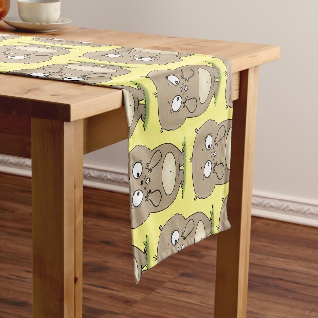 Forgetful adorable chubby hamster cartoon short table runner (In Situ)