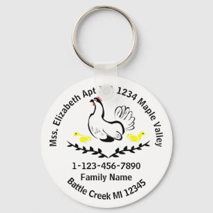 Forgetful Mother Hen Lost Family Contact Info Keychain