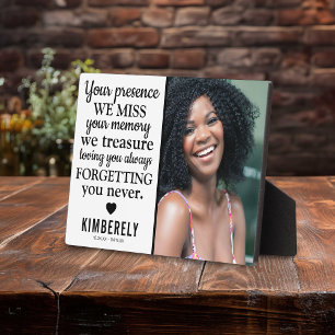 Forgetting You Never   Photo Remembrance Keepsake Plaque