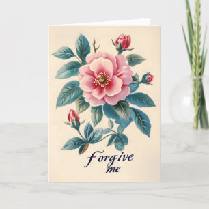 Forgive Me Pink Rose Retro Holiday Card