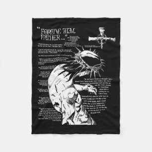 Forgive Them Father Anime Jesus Cross Tee Fleece Blanket