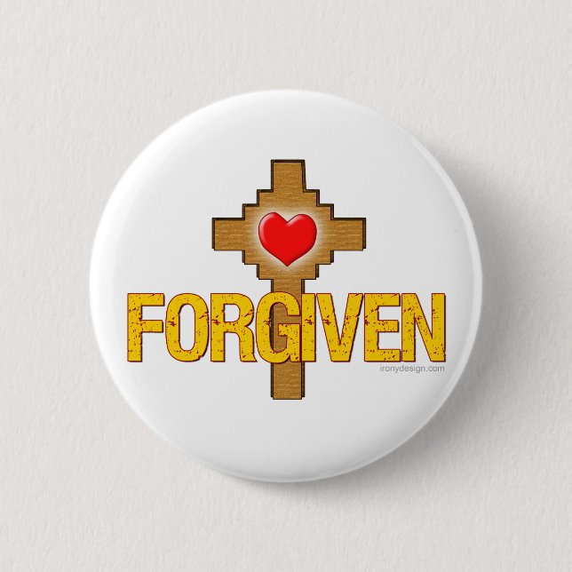 Forgiven Heart Cross 2 Inch Round Button (Front)