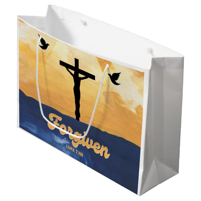 "Forgiven" Luke 7:48 Glossy Gift Bag (Front Angled)