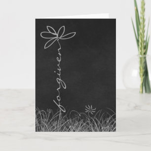 forgiven text daisy on chalkboard card