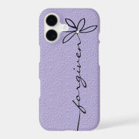 Forgiven Text on Purple Embossed Floral Pattern