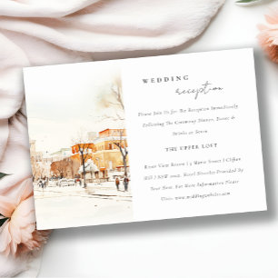 Forgo North Dakota City Scape Wedding Reception Enclosure Card