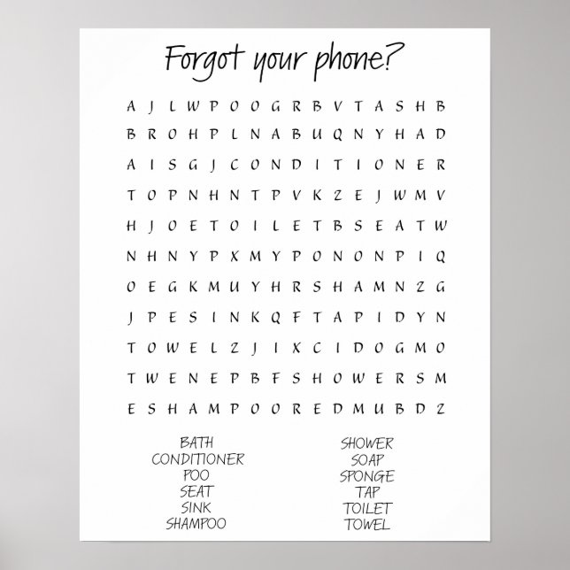 'Forgot your phone?' bathroom print (Front)