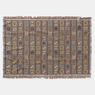 Forgotten Code Tapestry: Archaic Etruscan Symbols Throw Blanket