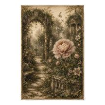 Forgotten Garden Peony Vintage Botanical Wall Art