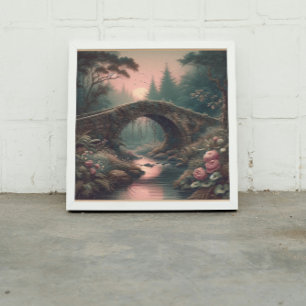 Forgotten Ivy Bridge in Twilight Misty Forest Canvas Print