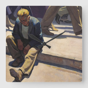 Forgotten Man, 1934 by Maynard Dixon Square Wall Clock