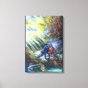 FORGOTTEN ROSE Fighting Knights,Money and Devil Canvas Print