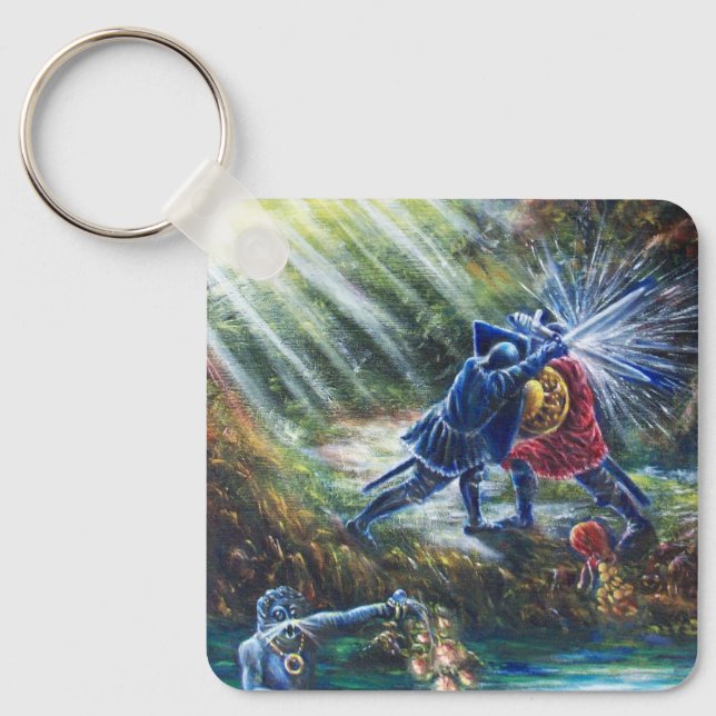 FORGOTTEN ROSE Fighting Knights,Money and Devil Keychain (Front)