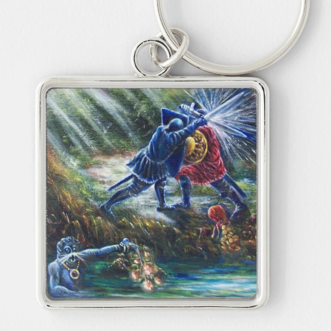 FORGOTTEN ROSE Fighting Knights,Money and Devil Keychain (Front)