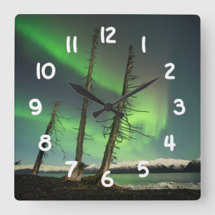 Forgotten Spruce Aurora Square Wall Clock