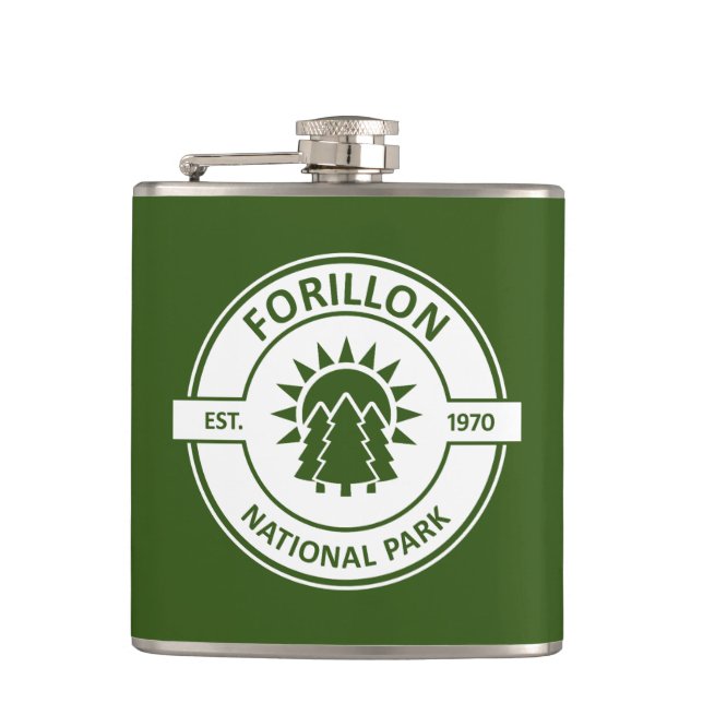 Forillon National Park Sun Trees Hip Flask (Front)