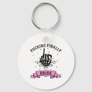 Foring Finally Bride Skeleton Hand Halloween Bache Keychain