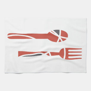 Fork and spoon design kitchen towel