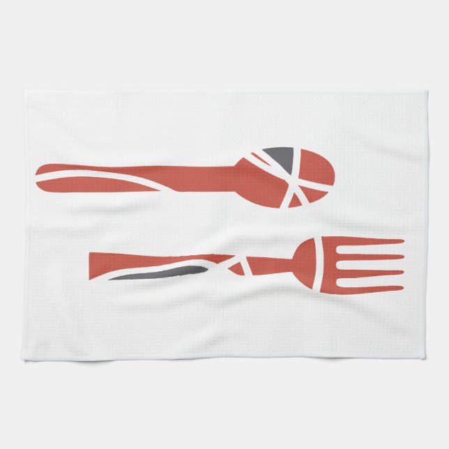 Fork and spoon design kitchen towel (Horizontal)