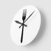 Fork Cutlery Silhouette Simple Art Foodie Love Eat Round Clock (Angle)