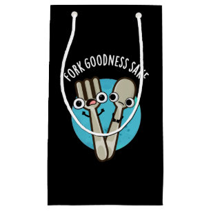 Fork Goodness Sake Funny Utensil Pun Dark BG Small Gift Bag