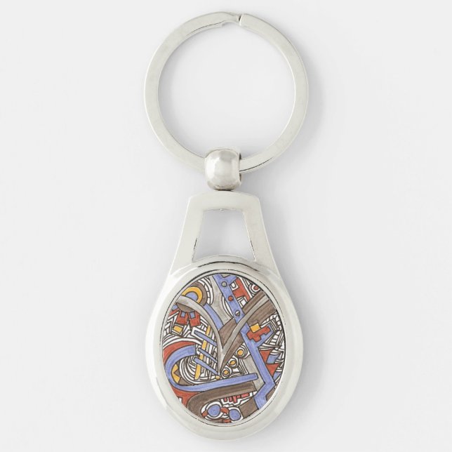 Fork In The Road - Abstract Art Ink Drawing Keychain (Front)