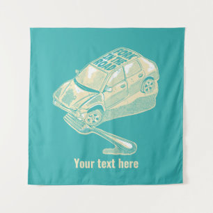 Fork in the road car accident tapestry